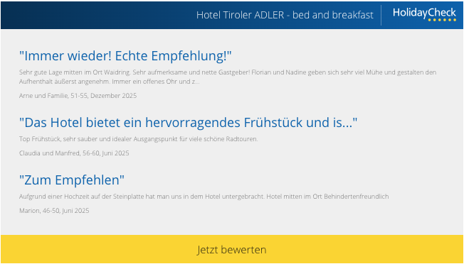 Gästebewertung Tiroler Adler Waidring