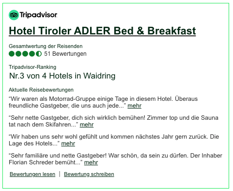Gästebewertung Tiroler Adler Waidring